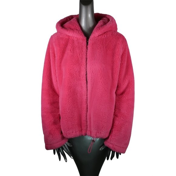 Apparis Faux Fur Pink Hooded Zip Jacket 2xl NWOT XXL - Picture 2 of 6
